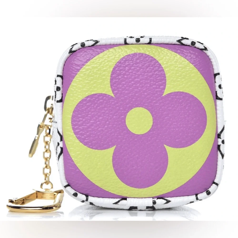 LOUIS VUITTON Monogram Giant Portemonnaie Cube Mini Cube Coin Bag Key Charm - Picture 1 of 12